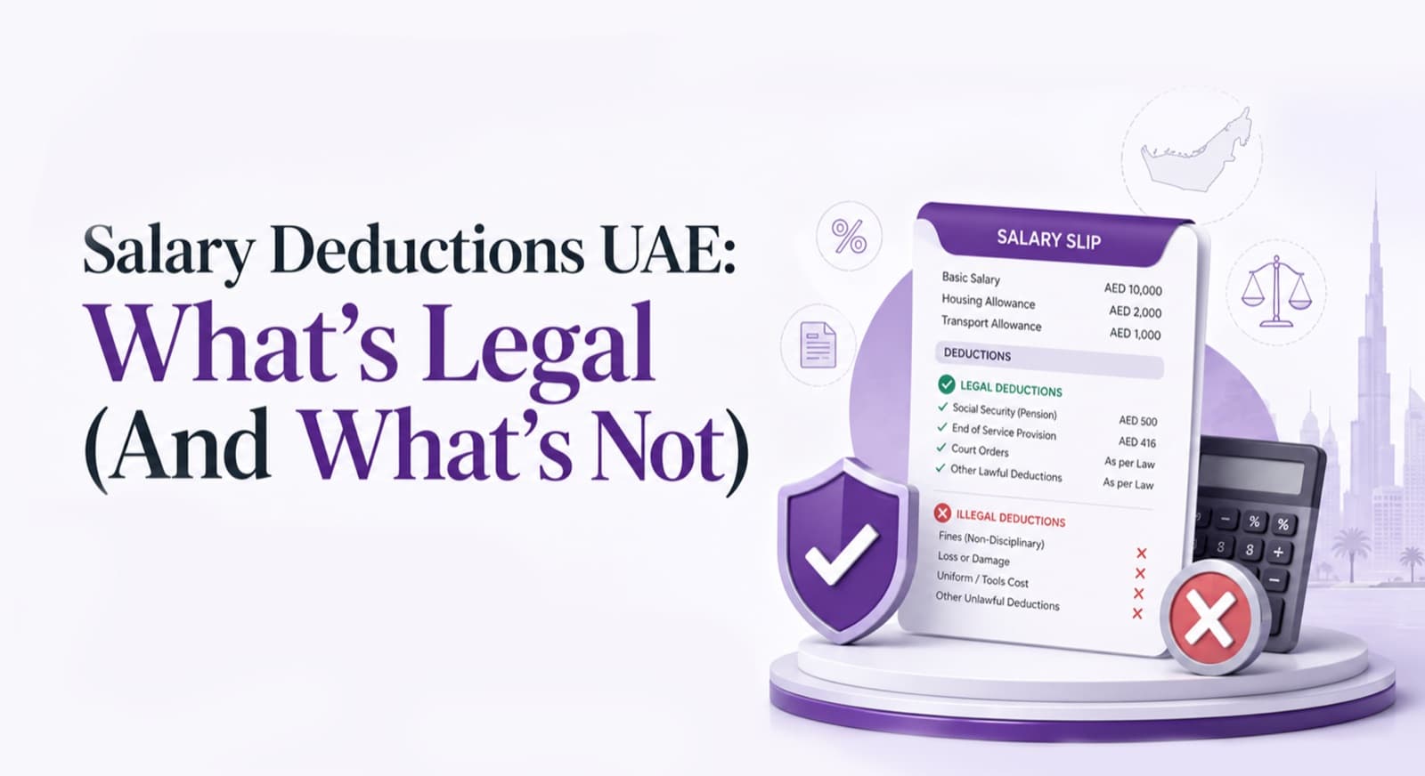 Salary Deductions UAE — Article 25 legal guide for HR and finance teams