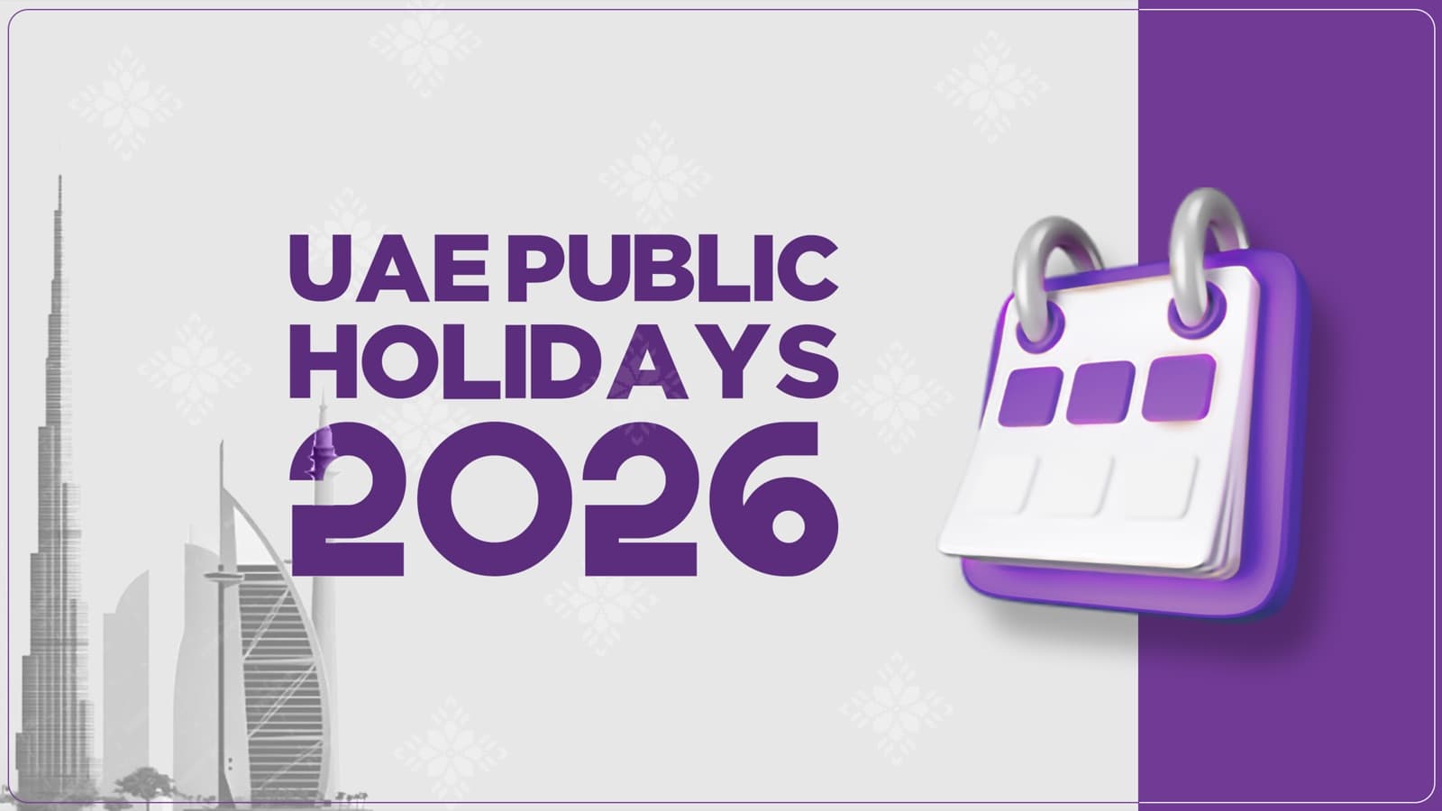 UAE calendar showing public holidays with Dubai skyline