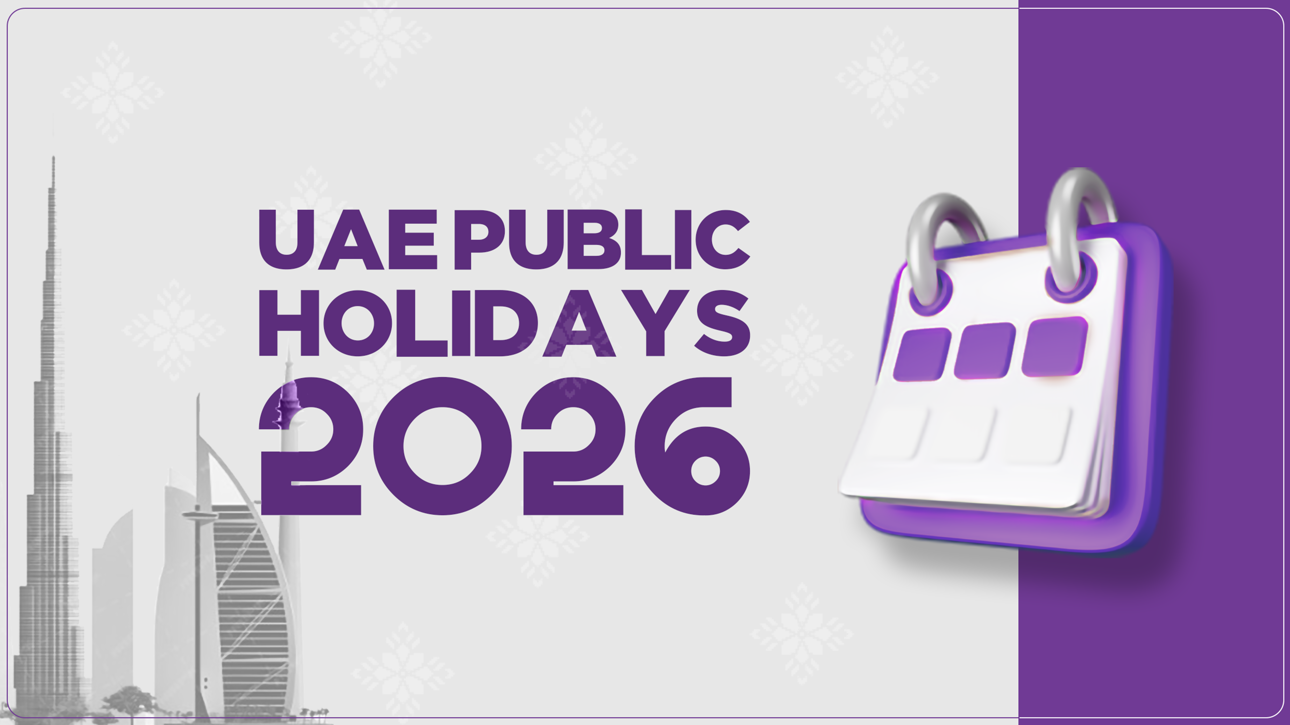 UAE calendar showing public holidays with Dubai skyline
